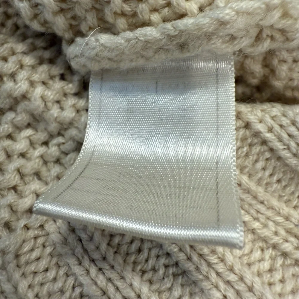 Jack by BB Dakota boho sweater cream chunky knit lace up V neck long sleeves Med - Picture 6 of 10